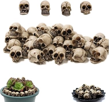20 Pieces Skull Decoration Mini Skull Resin Model Ornaments Halloween Skull Resin Skull Figures for Halloween Carnival Party Decoration Horror Party Flowerpot Decoration