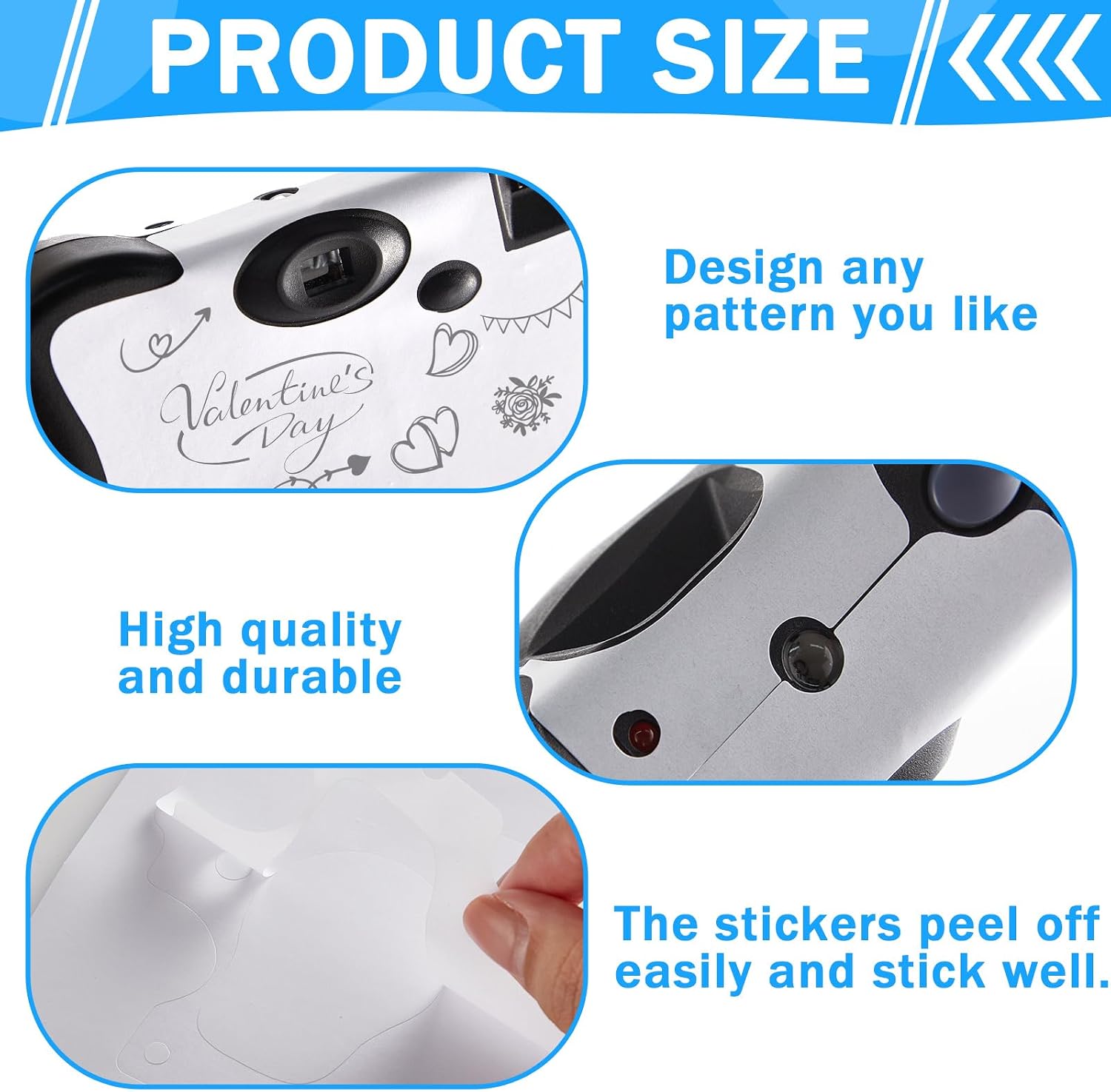 gisgfim 96 Pack Disposable Camera Sticker Wraps Compatible with Kodak Funsaver Disposable Camera One Time Single Use Cameras Wraps Sticker for Wedding Bulk DIY Template Design Baby Shower Party