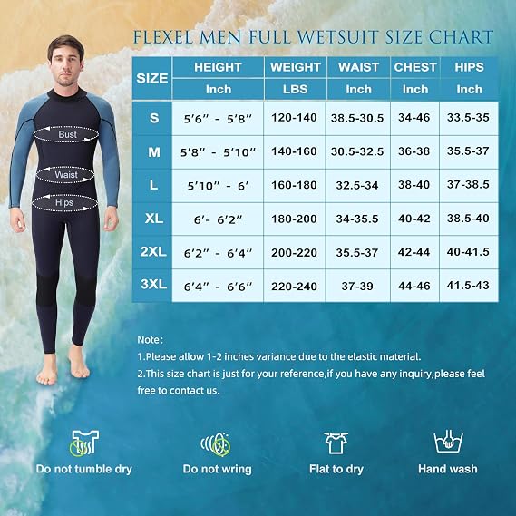 Flexel 3mm ネオプレン ウェットスーツ 大人用 レディース - ネオン 長袖 ジッパー開閉 - スキューバダイビング サーフィン