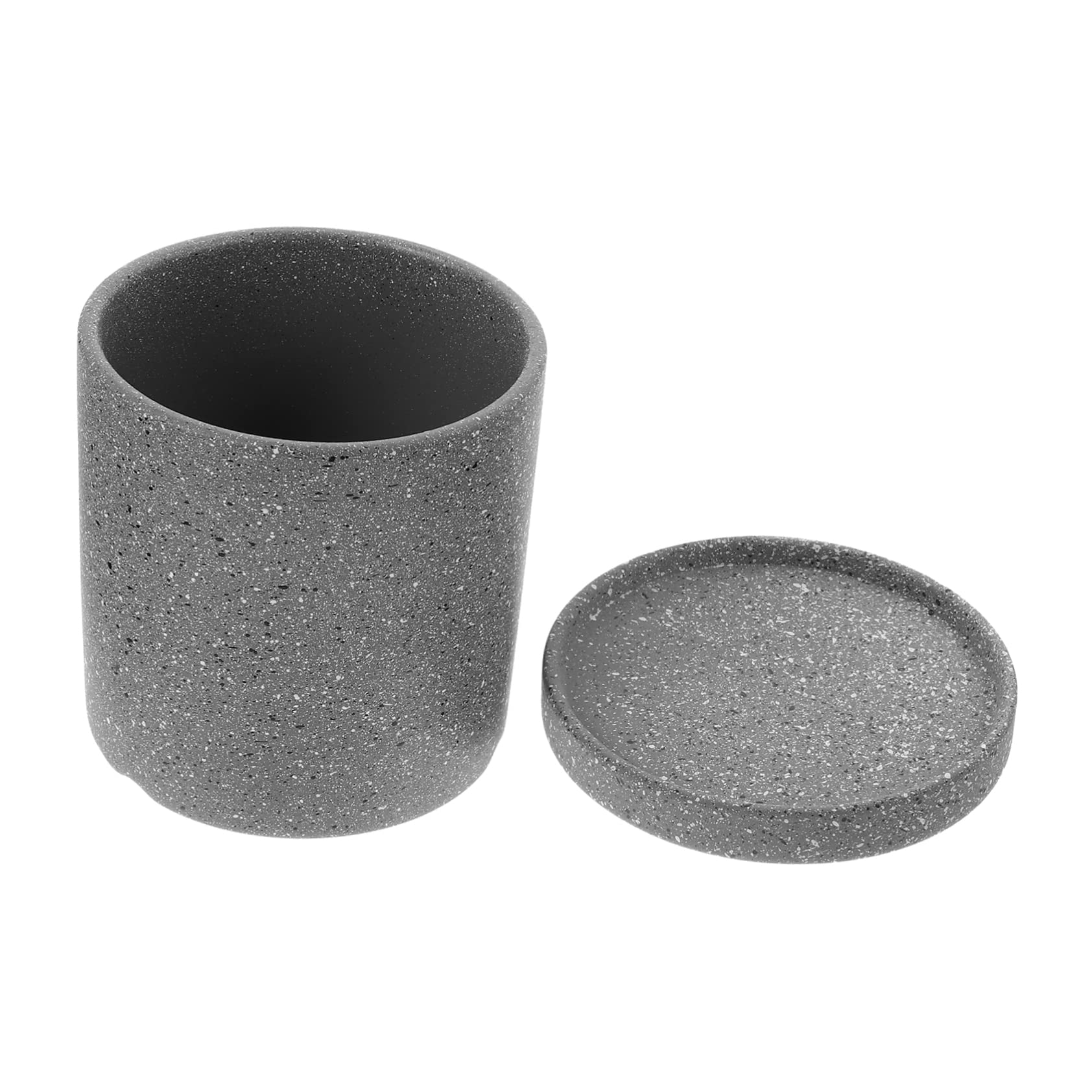Lshtshf-ou Ceramic Flower Pot With Tray Round Indoor Cactus Planter For Succulents And Greenery Gray Speckled Lightweight Drainage Flowerpot