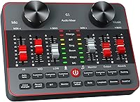 Vista 10 de Paquete de micrófono de podcast G9 con tarjeta de sonido en vivo y mezclador de audio, equipo de podcast con tablero de sonido y micrófono