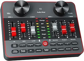 G1 Audio Mixer Kit for Live Streaming,Live Sound Card for Streaming,Audio Interface DJ Mixer Sound Card/Board Condenser Microphone for Tiktok Gaming Video Content Creator Kit.
