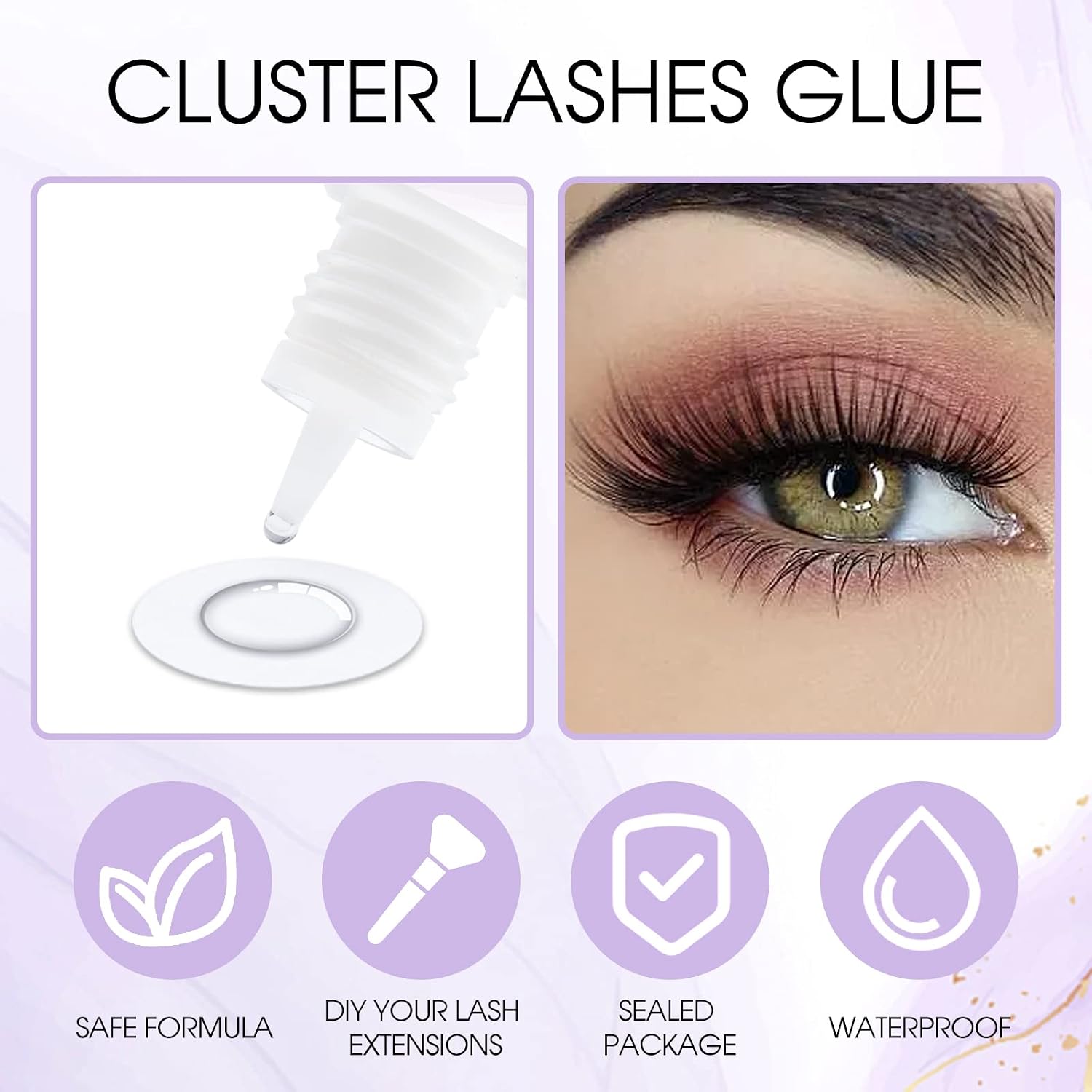 DIY Lash Glue for Eyelash Cluster: Wendy, Supply to Lash Lover & Artists, 2-3 Sec Fast Drying, Retention 3-7 Days, Clear, 5ml