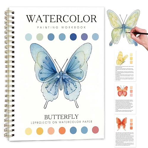 Butterfly Pattern Watercolor Workbook,Water Coloring Book with Animal Designs on