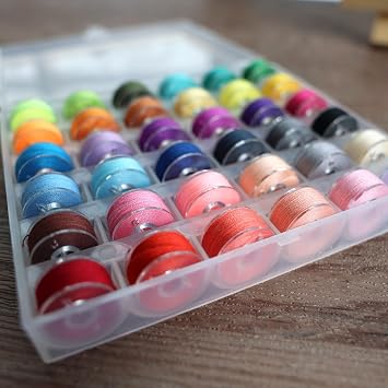 72 PCS Sewing Thread Assortment, 36 Color Thread for Sewing Machine with 36 Same Color Bobbins, Polyester Thread 400 Yards/Spool