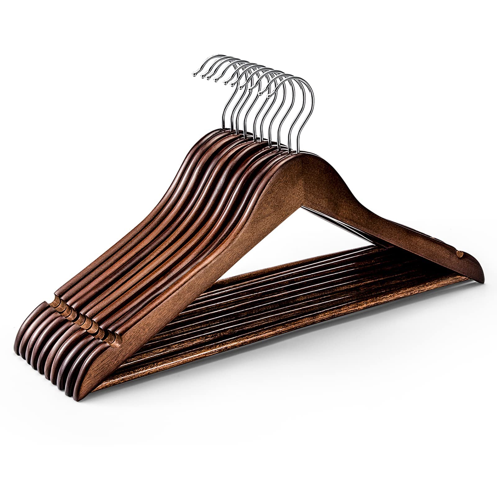 HOUSE DAY Premium Wooden Hangers 10 Pack, 17.5" Smooth Wood Clothes Hangers