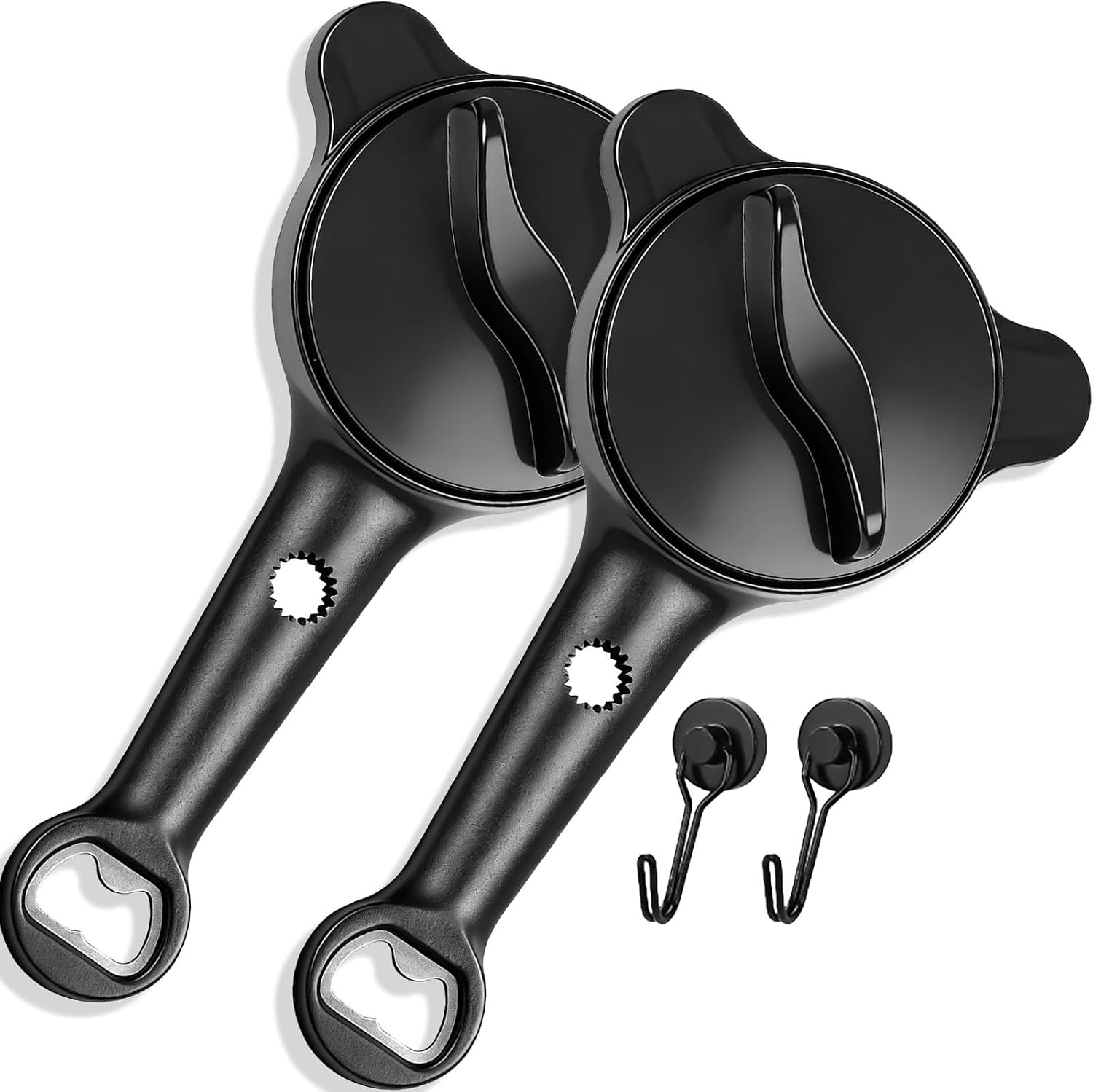 Jar Opener, 4-in-1 Adjustable Lid Opener with Non-Slip Grip, Stainless Steel 3-Claw Bottle Opener, Easy Open Kitchen Tool for Jars, Bottles & Cans, Fits 1”–3.5” Lids (Black, 1PC/2PCS) (1)