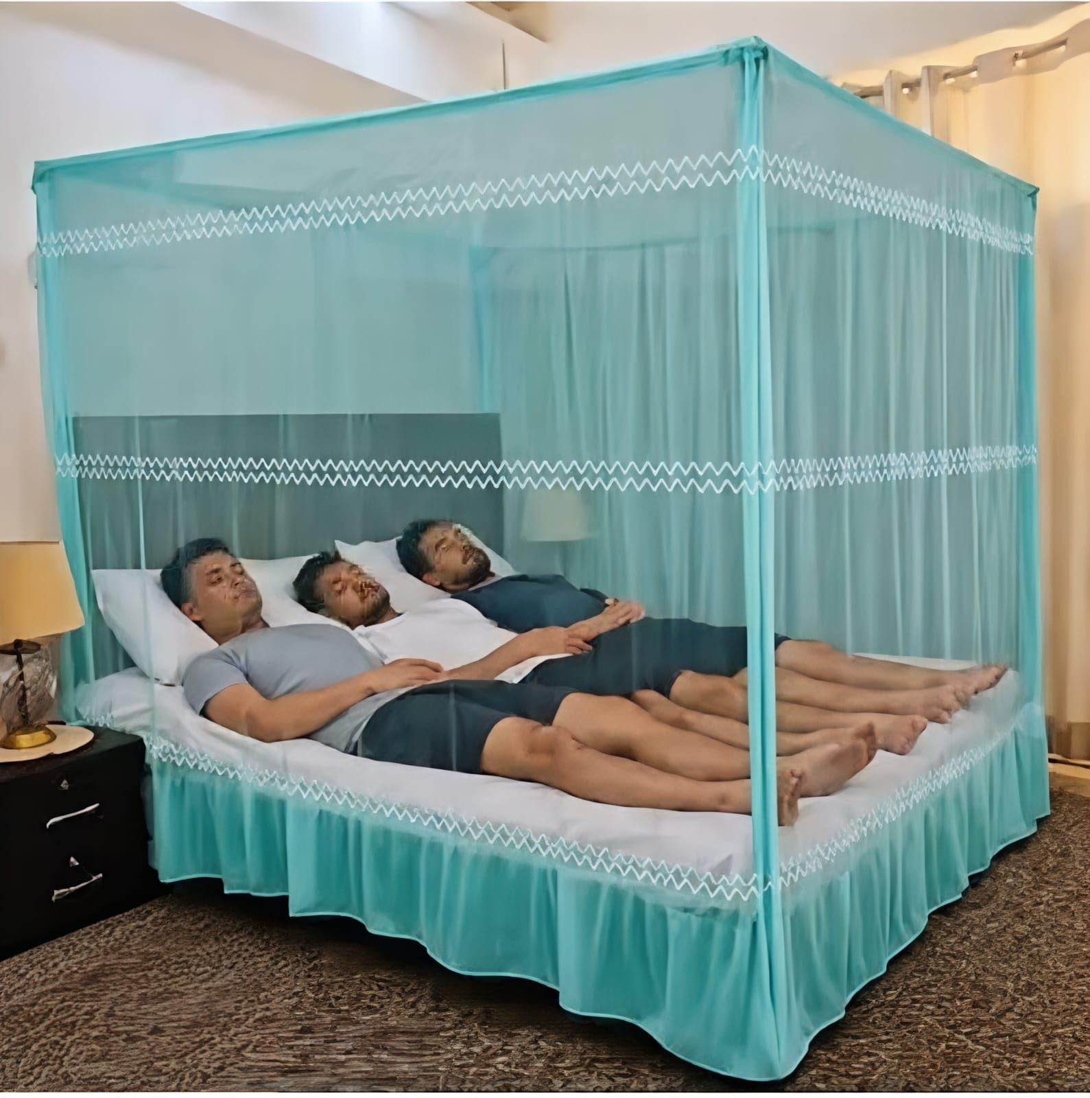 King Size Mosquito Net, Double Bed Machardani, Full Protection Folding Design, 6x7 ft (Green)-image-35