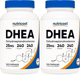 Nutricost DHEA 25mg, 240 Capsules - Gluten Free, Soy Free, Non-GMO, Supplement (Pack of 2)