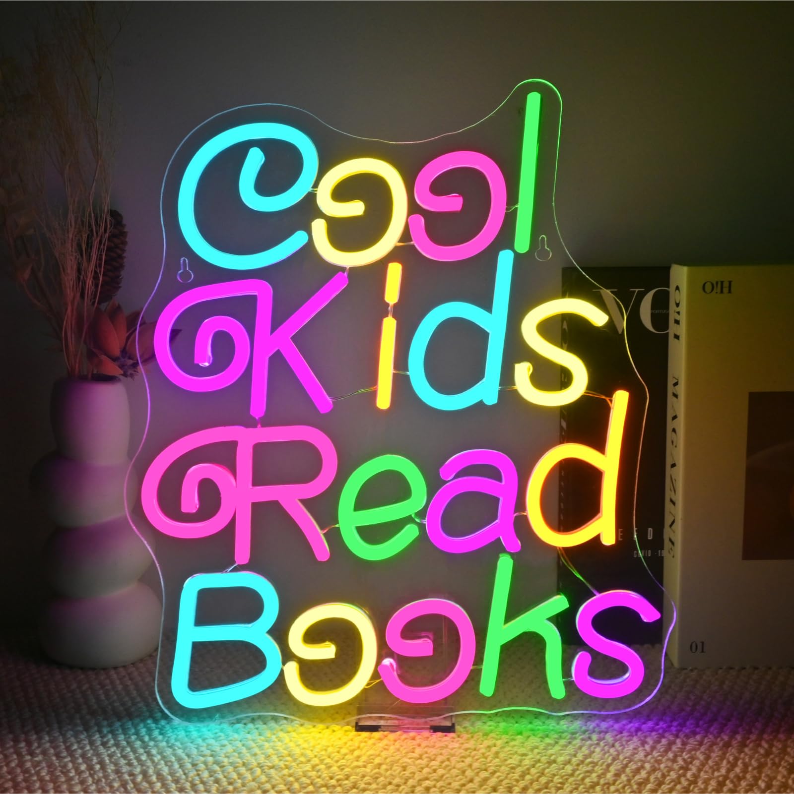 Cool Kids Read Books Neon Sign Book Reading LED Sign for Classroom