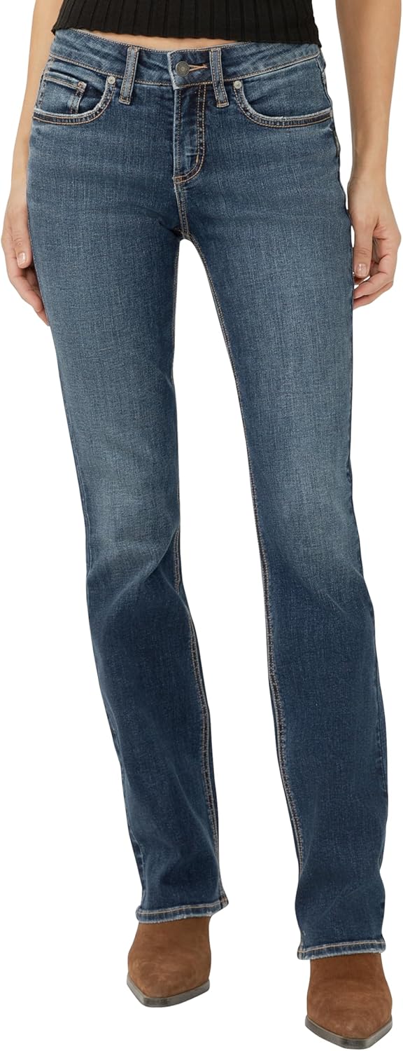 Silver Jeans Co. Women’s Suki Mid Rise Curvy Fit Slim Bootcut Jeans