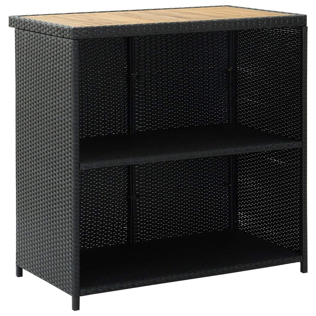 Set da bar da 3 pezzi con struttura in acciaio e rattan sintetico, set da bistrot con piano in legno massello di acacia, include cuscini con rivestimento in poliestere rimovibile e due