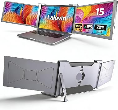 Laptop Monitor Extender, 15" 1080P FHD Triple Screen Extender for 15-17.3" Laptop, Ultra-Thin Screen Extender Portable Laptop, Compatible with Windows, Chrome, Switch