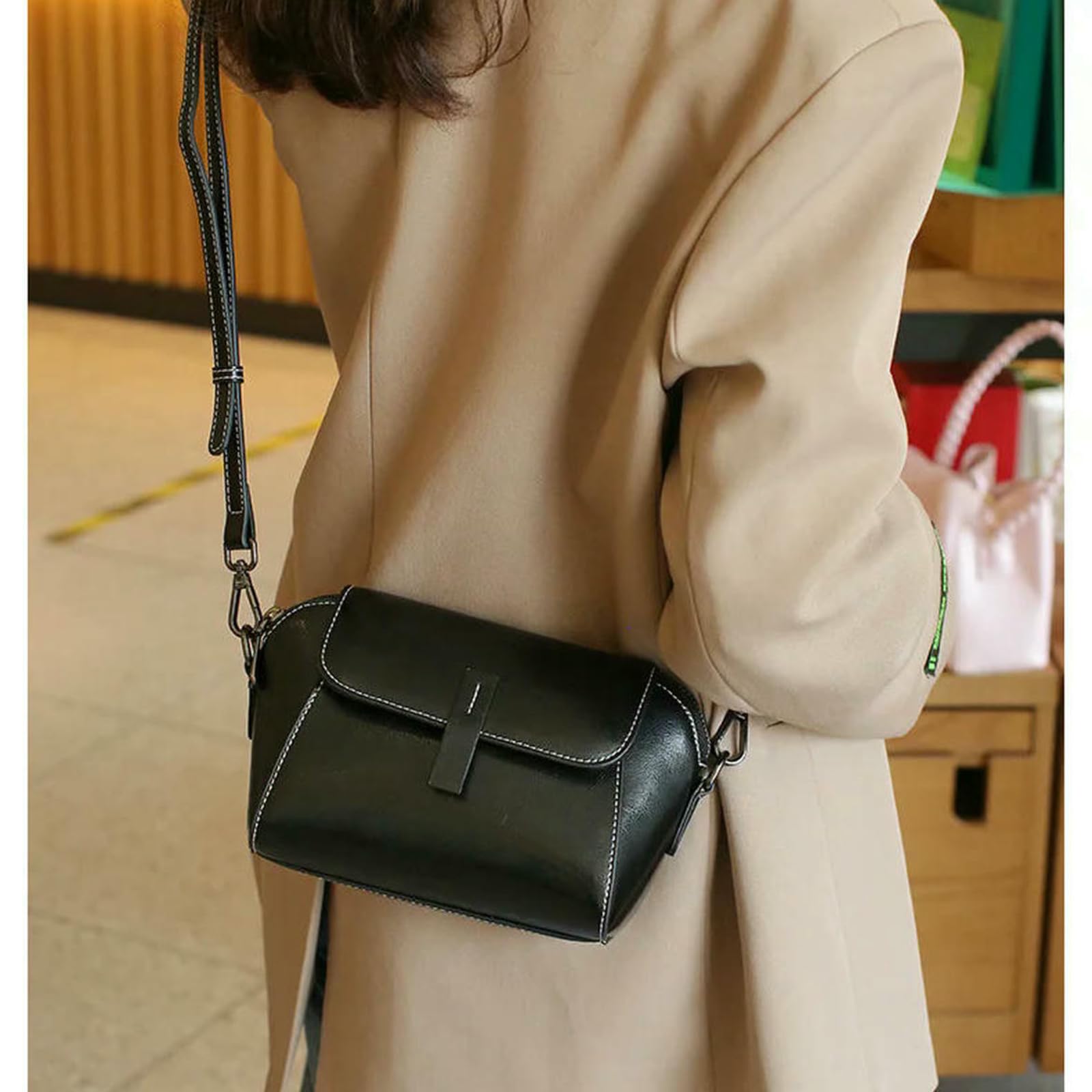 Borsa Donna Crossbody Piccola A Spalla Flap-coffee-20x10x 14 Cm