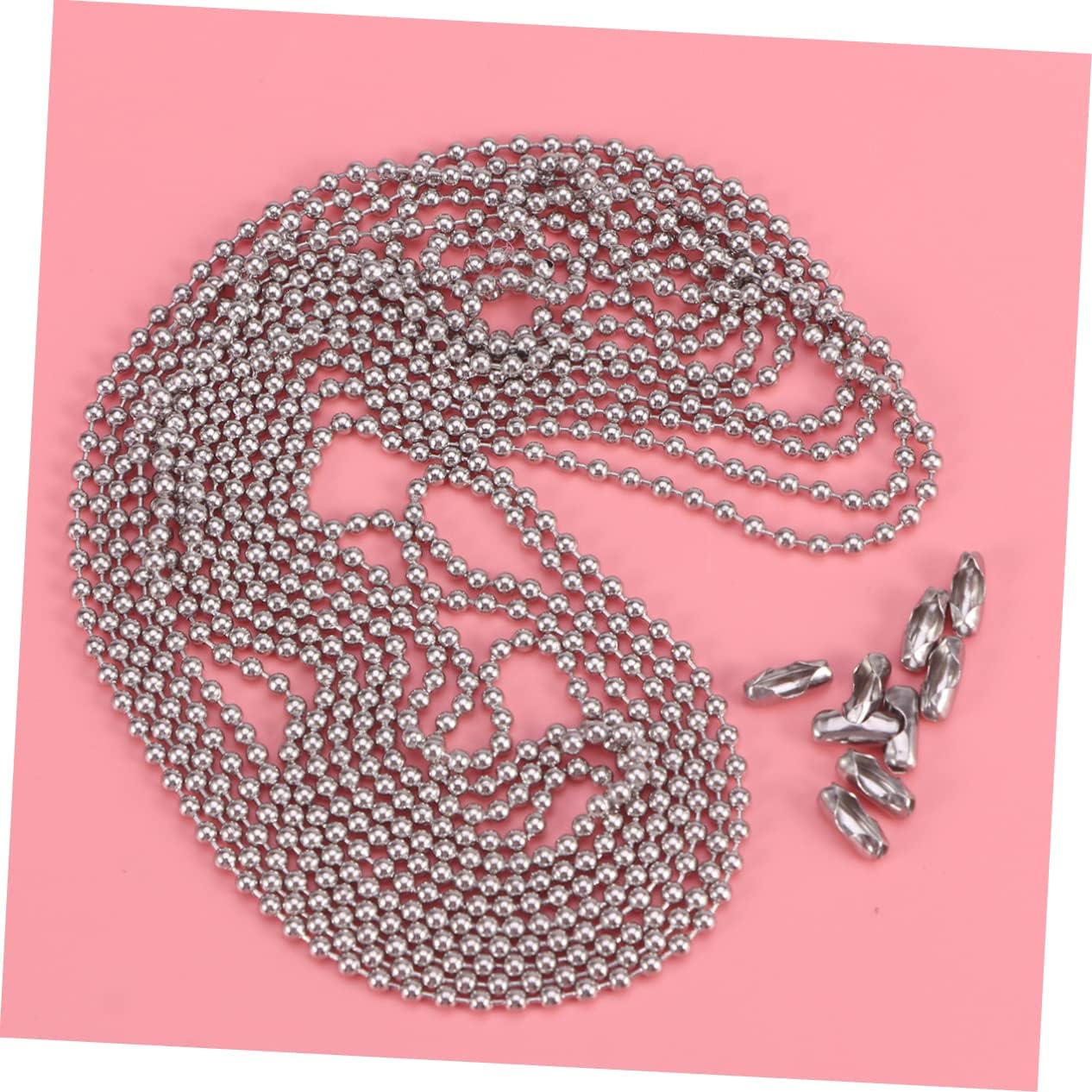 Uonlytech Meters Silver Ball Chain Diameter with Connectors Bead Chain for DIY Keychains Dog Tags and Pendant Necklaces