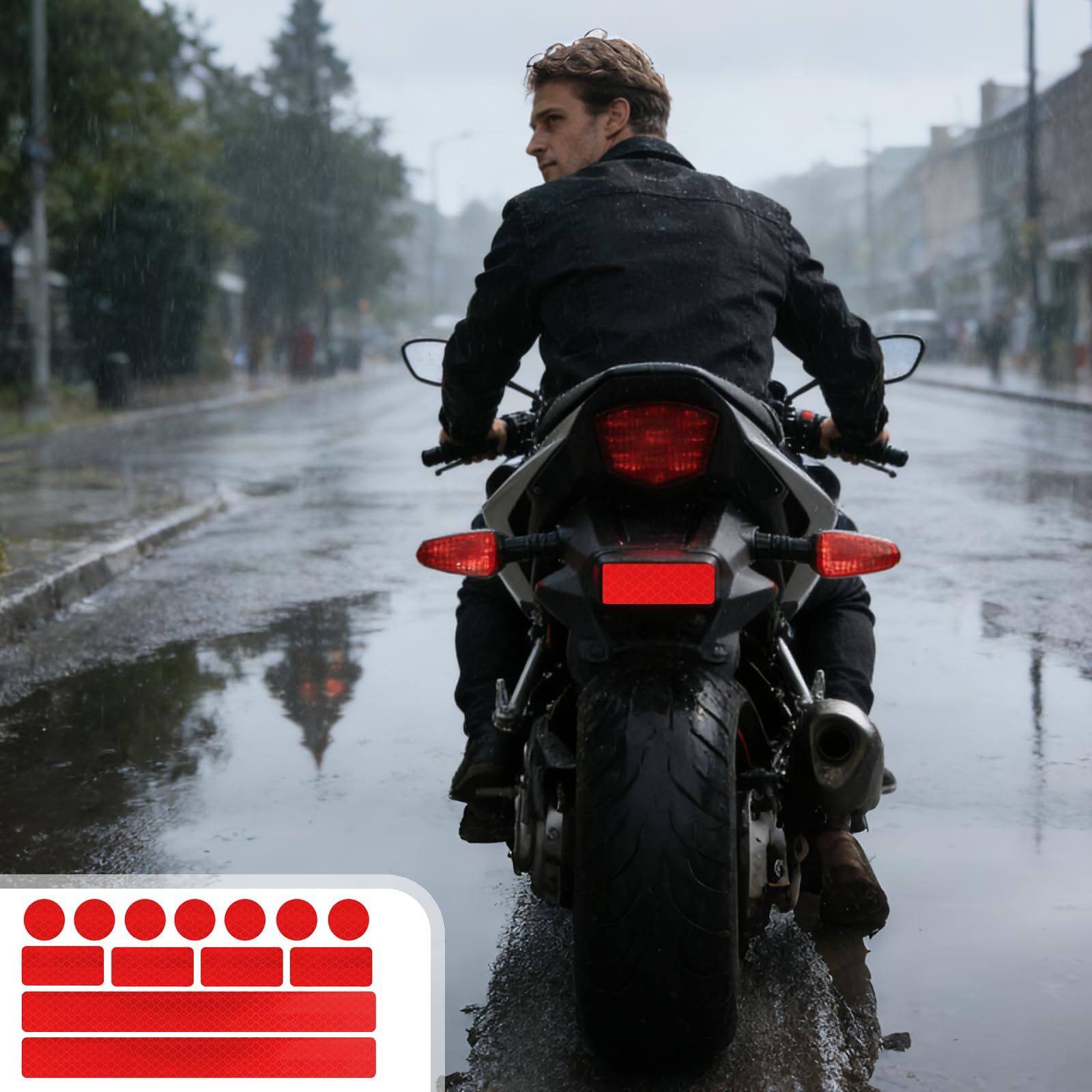 8 Clip Pantaloni da Bicicletta Elastici con Fascia Catarifrangente, Alta visibilità per Giro Notturno, Inclusi 3 Set di Nastro Riflettente di Sicurezza per Incollaggio