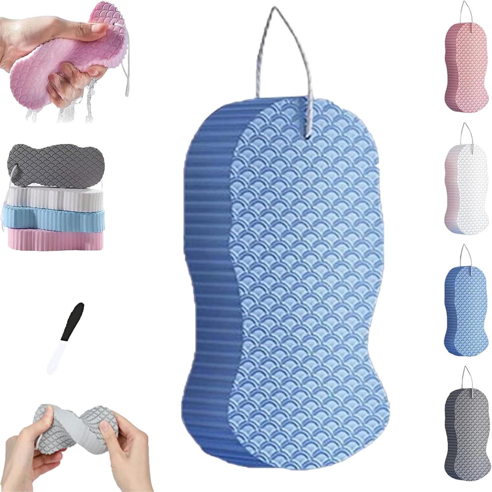 2025 New Radiant Skin Sponge, Radiant Skin Sponge Large, Radiant Skin Exfoliating Bath Sponge, Reusable, Suitable for Bathroom Bathing (Blue*1pcs)