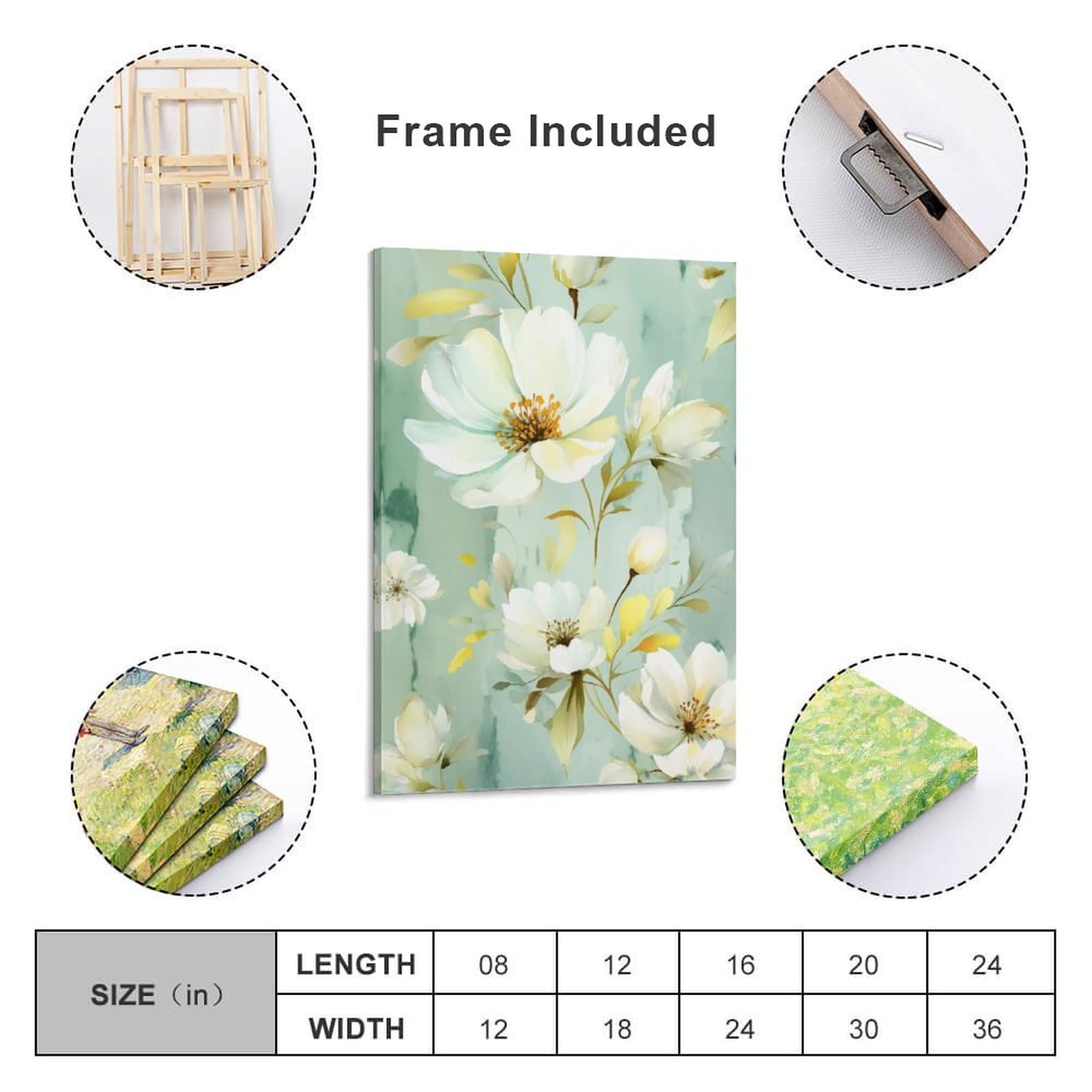 Amazon.co.jp: 絵画 咲く白い花インテリア 絵画 魅力的な花 アート