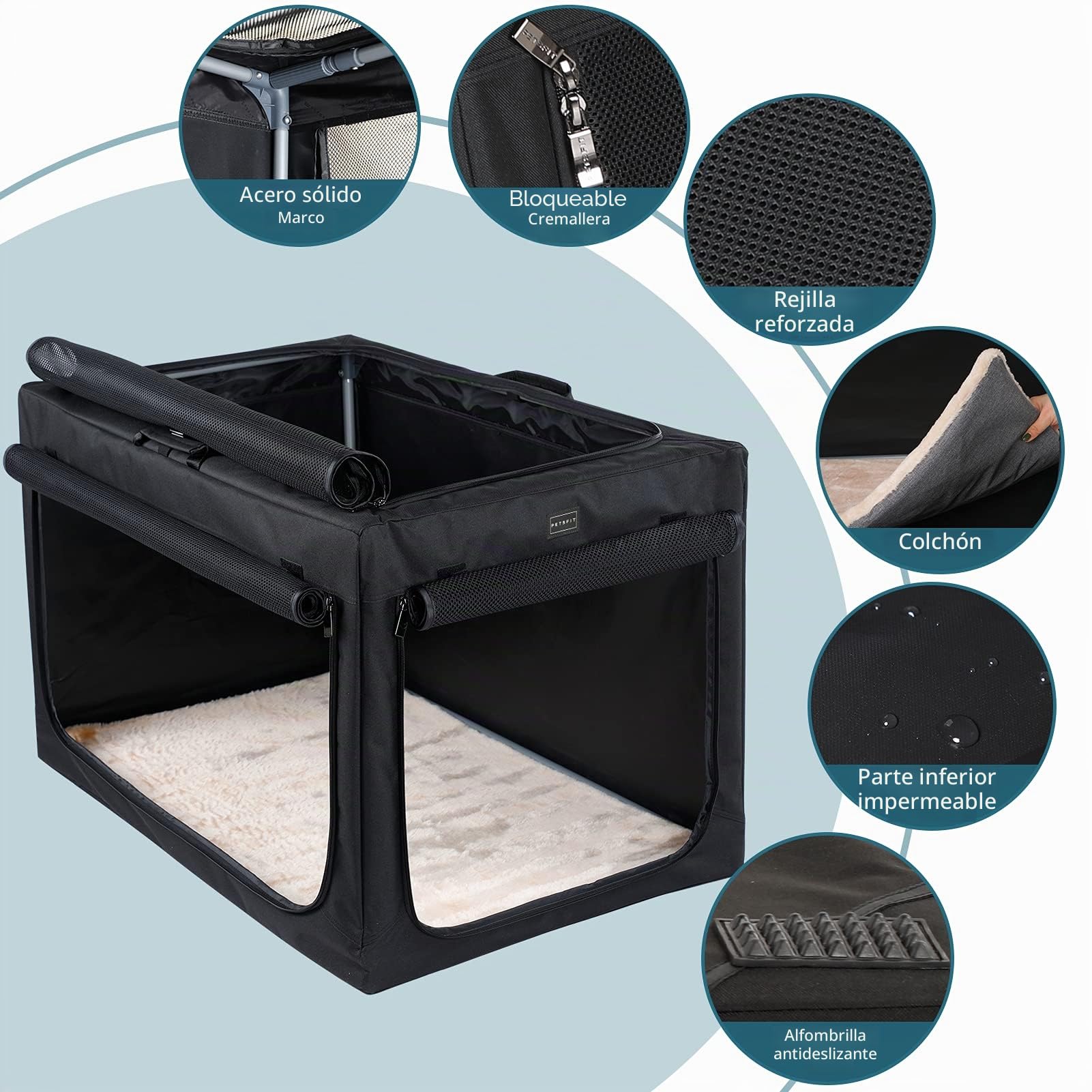 Petsfit Transportín de Perros portátil y Plegable Bolsa transportín para Perros trasportines Perro Mediano Grande para Interiores y Exteriores