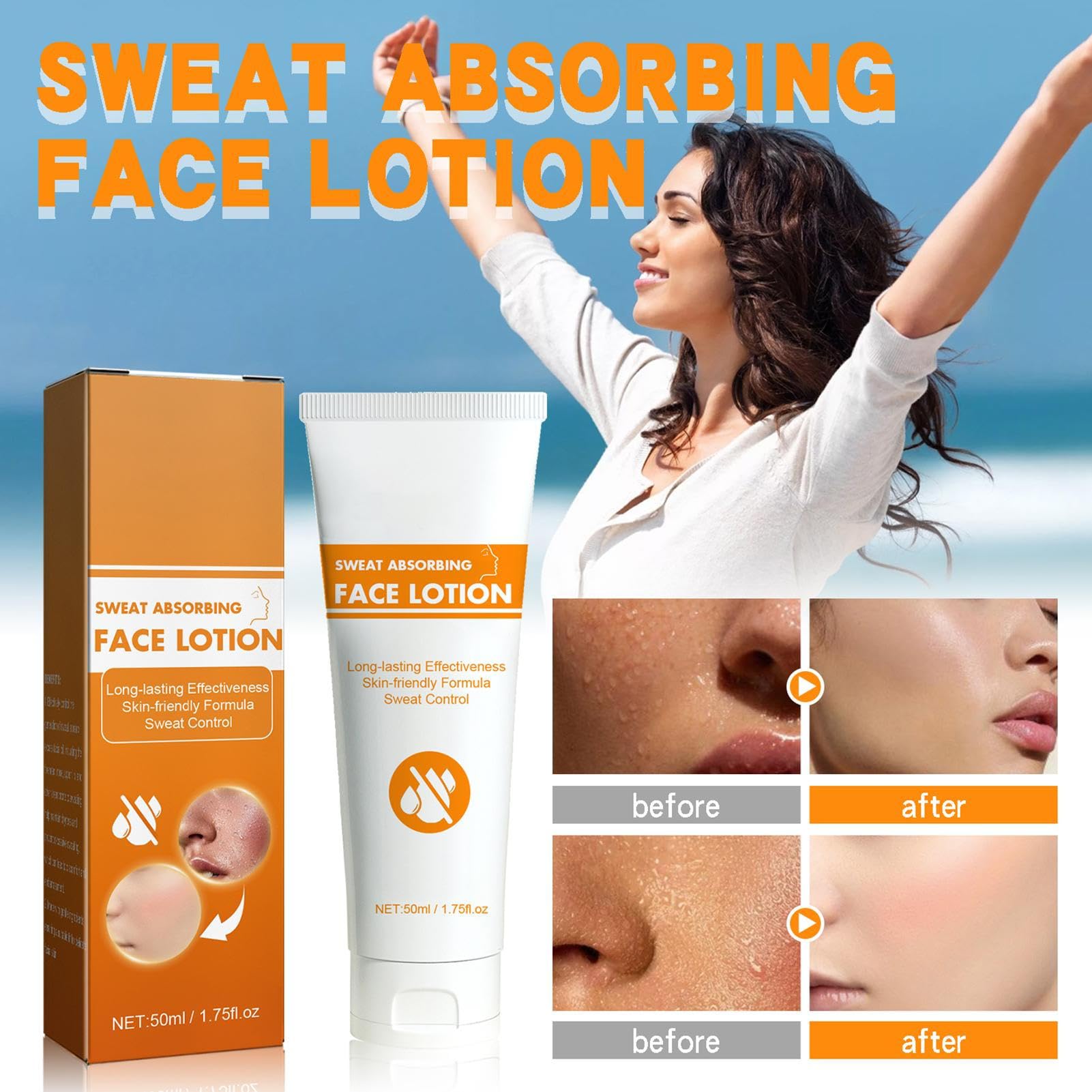 Anti Sudor Para Rostro, Loción Facial Absorbente De Sudor, Frente Y Cabelludo Y Control De Aceite Facial, Polvo Mágico Para Hombres Y Mujeres, Loción Facial Para La Frente Stay-Dry