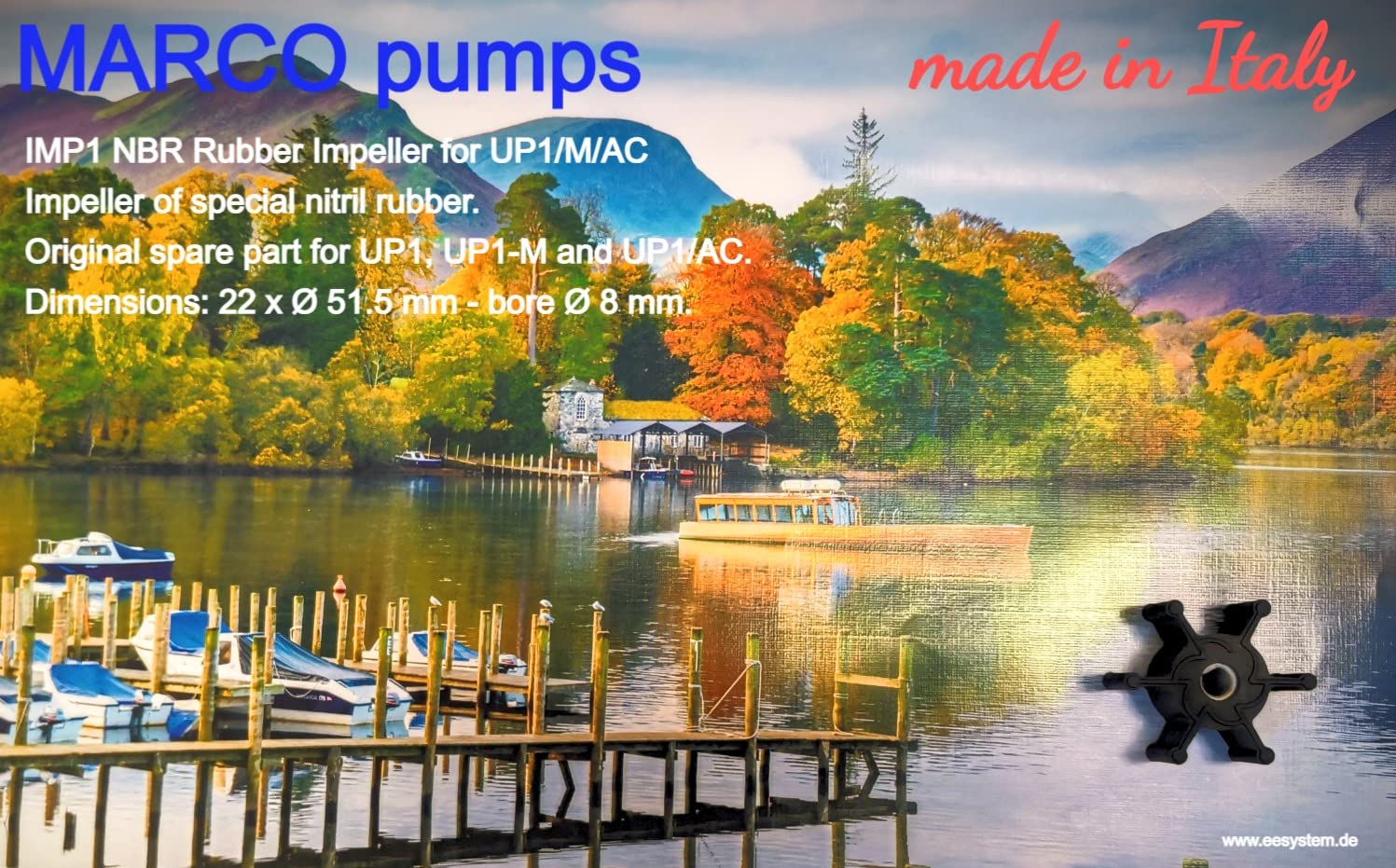 MARCO IMP1 - Mantella di ricambio per UP1/M/AC in nitrile, ricambio originale per UP1, UP1-M e pompa di trasferimento, pompa per barca, pompa per barca, pompa per barca, pompa per barca, pompa a fibra