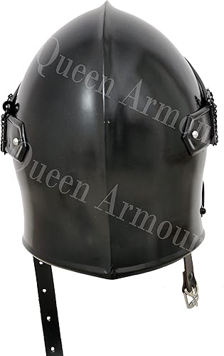 Miniatura 4 de Queen Armour Casco Barbuta medieval Caballero Templario Cruzado Armadura Casco Romano Spartan Negro, Negro -