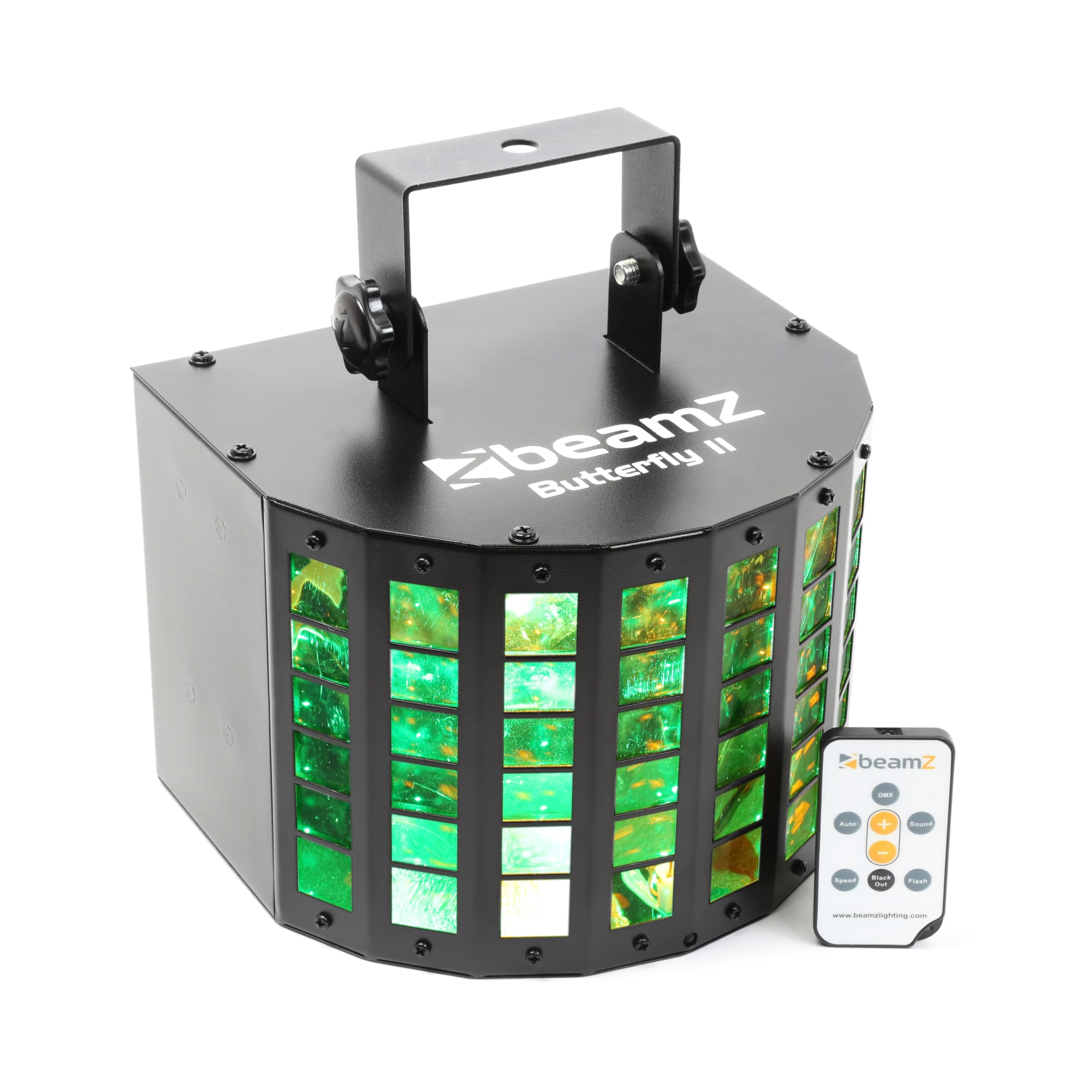 BeamZ Butterfly II – Derby Strahler, Mini Discolicht, 6 x 3 Watt Discolampe, Partylicht, DJ Lichttechnik, LED Lichteffekt, Disco Beleuchtung, Bühne, Party Lampe, Effekt Strahler, bunte Lichteffekte
