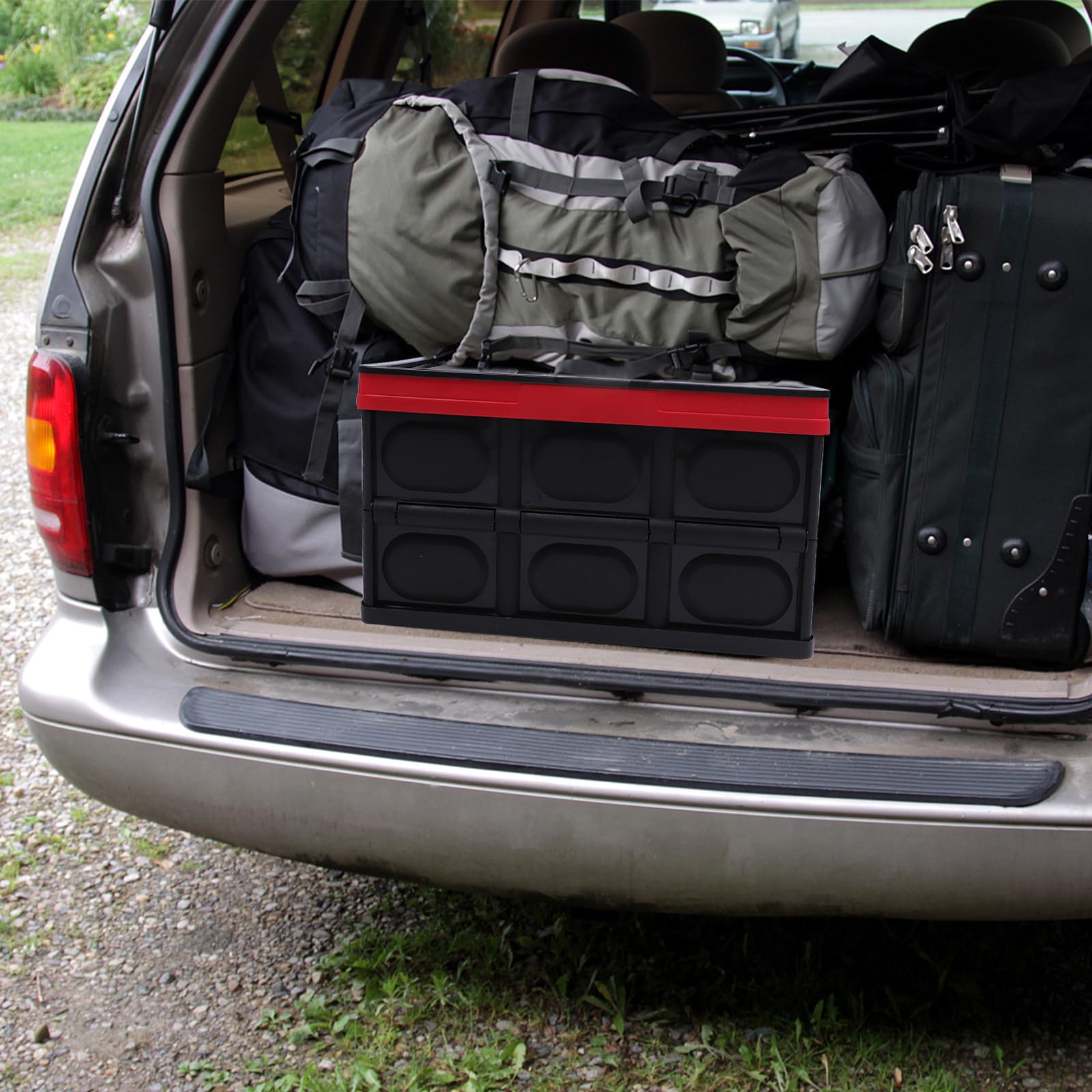 Organizzatore Bagagliaio Auto Pieghevole 30l, Contenitore Portaoggetti Resistente Custodia Plastica, Scatola Pratica per Riporre e Ordinare in Casa e Auto