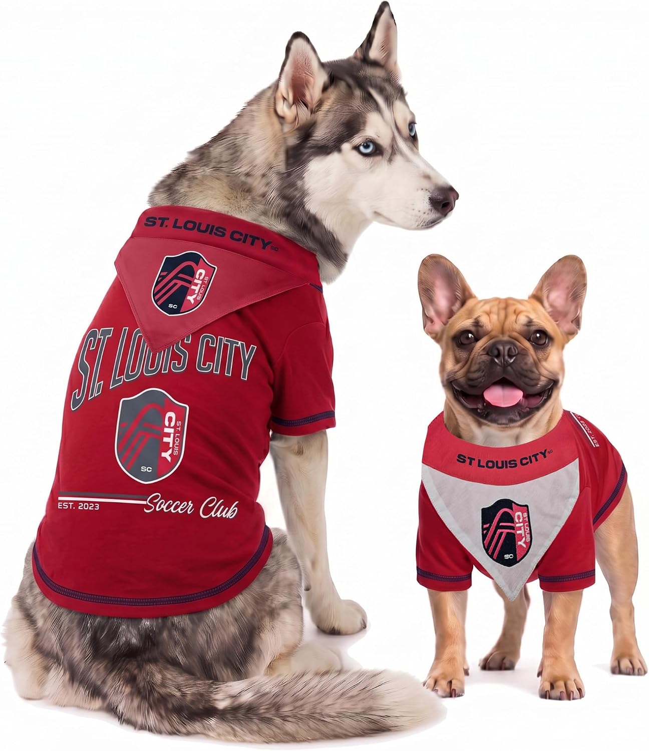 St. Louis City SC City Pride Dog T-Shirt & Reversible Bandana Set, X-Large | Double-sided reversible bandana offers two stylish fan looks, see size chart for best fit. Best MLS pet gear