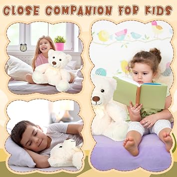 Civaner 4 Pack 14 Inches Teddy Bears Plush Stuffed Animals Cute Soft Bears Gifts Bulk for Women BFF Girlfriend(White)