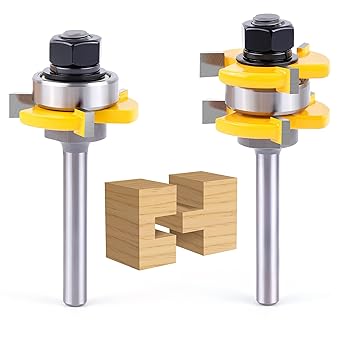 Tongue and Groove Router Bit Set,Newdeli 1/4 Inch Shank Tongue and Groove Router Bit 3/4