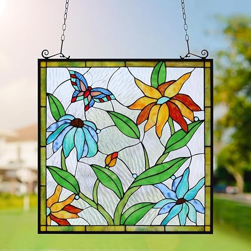Miniatura 2 de Kleeglee Colgantes de vitrales, paneles de ventana hechos a mano con vitrales para decoración de ventanas..