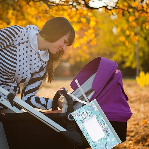 Miniatura 4 de Paquete de 4 bolsas de toallitas reutilizables, dispensador de toallitas portátil, contenedor de toallitas recargable, estuche ligero para toallitas