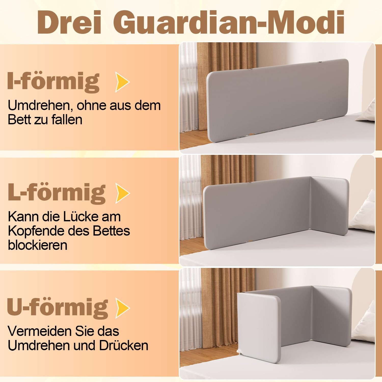 Rausfallschutz Bett Kinder, klappbares Bettgitter höhenverstellbar | 180cm Bettgitter für Kinderbett mit 20 Höhenstufen, Gurten und Tasche, Grau, für Kinderbett, Elternbett und Boxspringbett