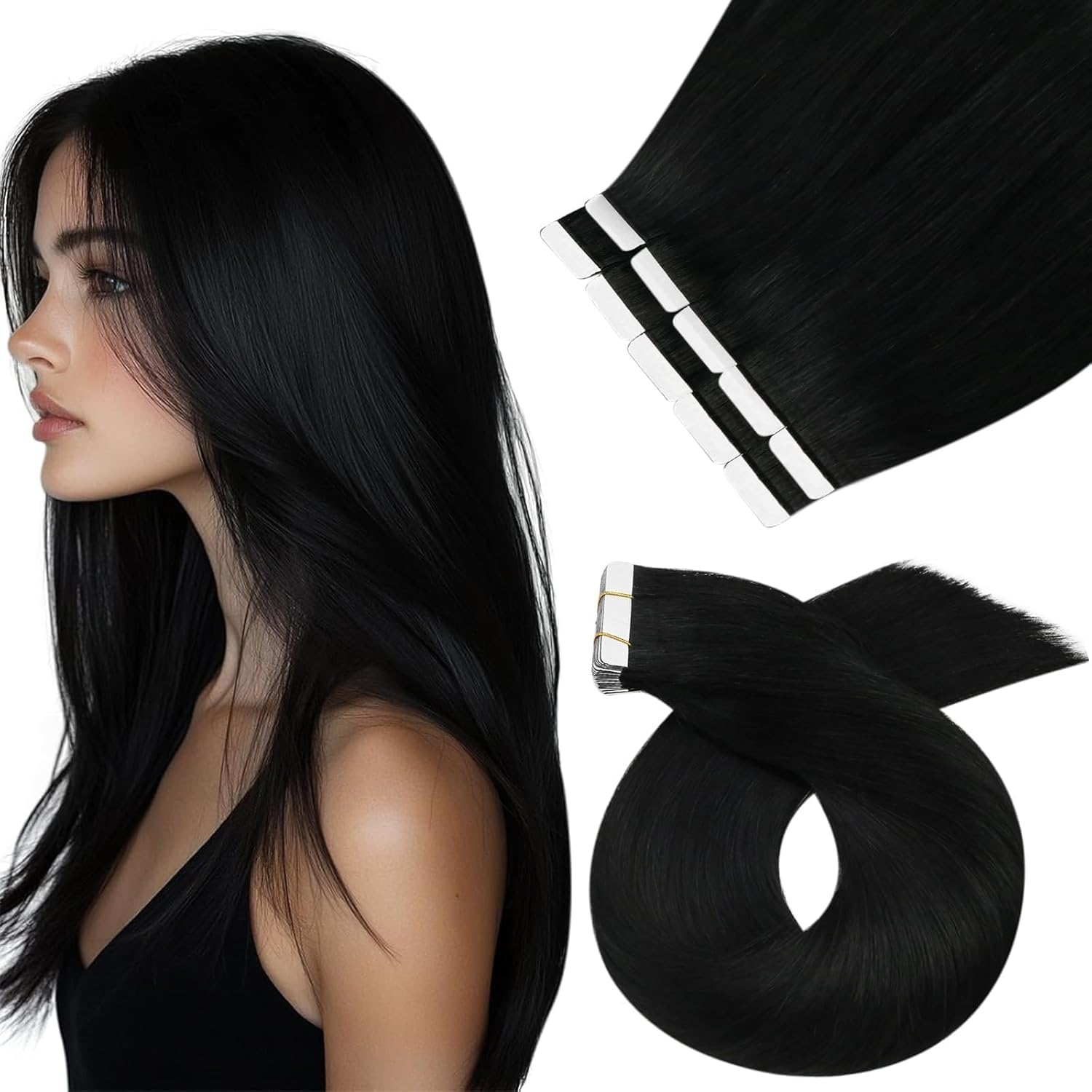 Moresoo Extensions Echthaar Tape in Unsichtbar Tape Extensions Echthaar