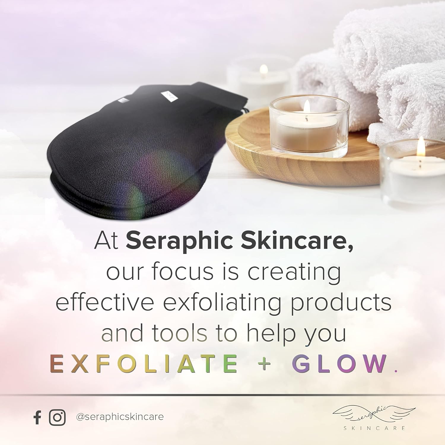 Seraphic Skincare Korean Exfoliating Mitts (2pcs) Microdermabrasion at Home Exfoliating Gloves Visibly Lift Away Dead Skin, Great for Spray Tan Removal or Keratosis Pilaris, Made of 100% Viscose Fiber : Beauty & Personal Care