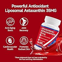 Vista 3 de Suplemento de astaxantina liposomal de 35 mg - Potente apoyo antioxidante para la salud de la piel, las articulaciones y los ojos - Fórmula natural