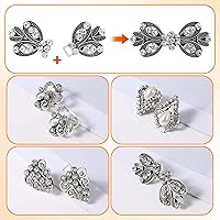 Vista 7 de 4 piezas de clip para cuello de cárdigan, estilo vintage, con diamantes de imitación, para camisa, cárdigan, bufandas, clips de cincha, retro