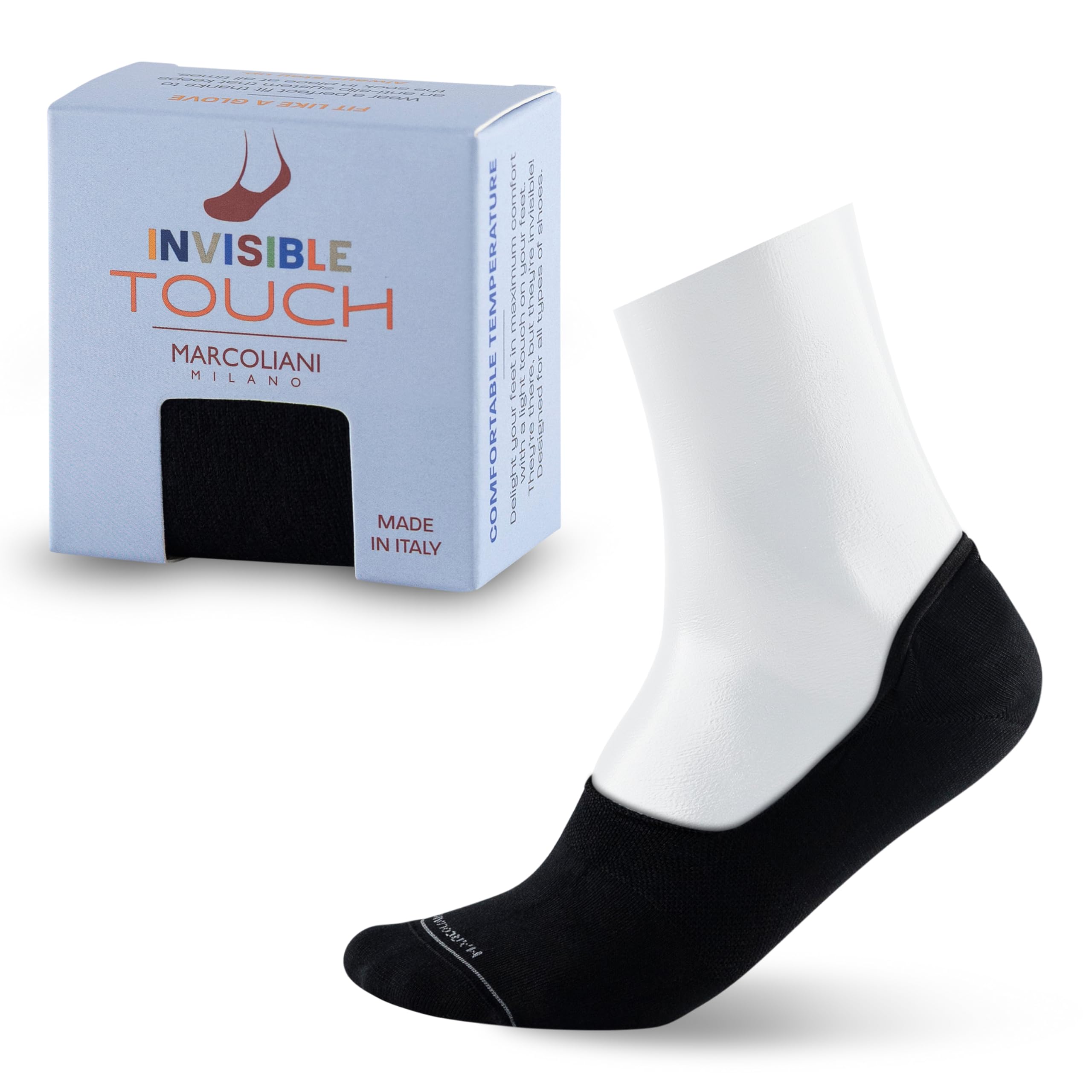 MARCOLIANI Men's Pima Cotton Solid Invisible Touch Sock Liners, Black