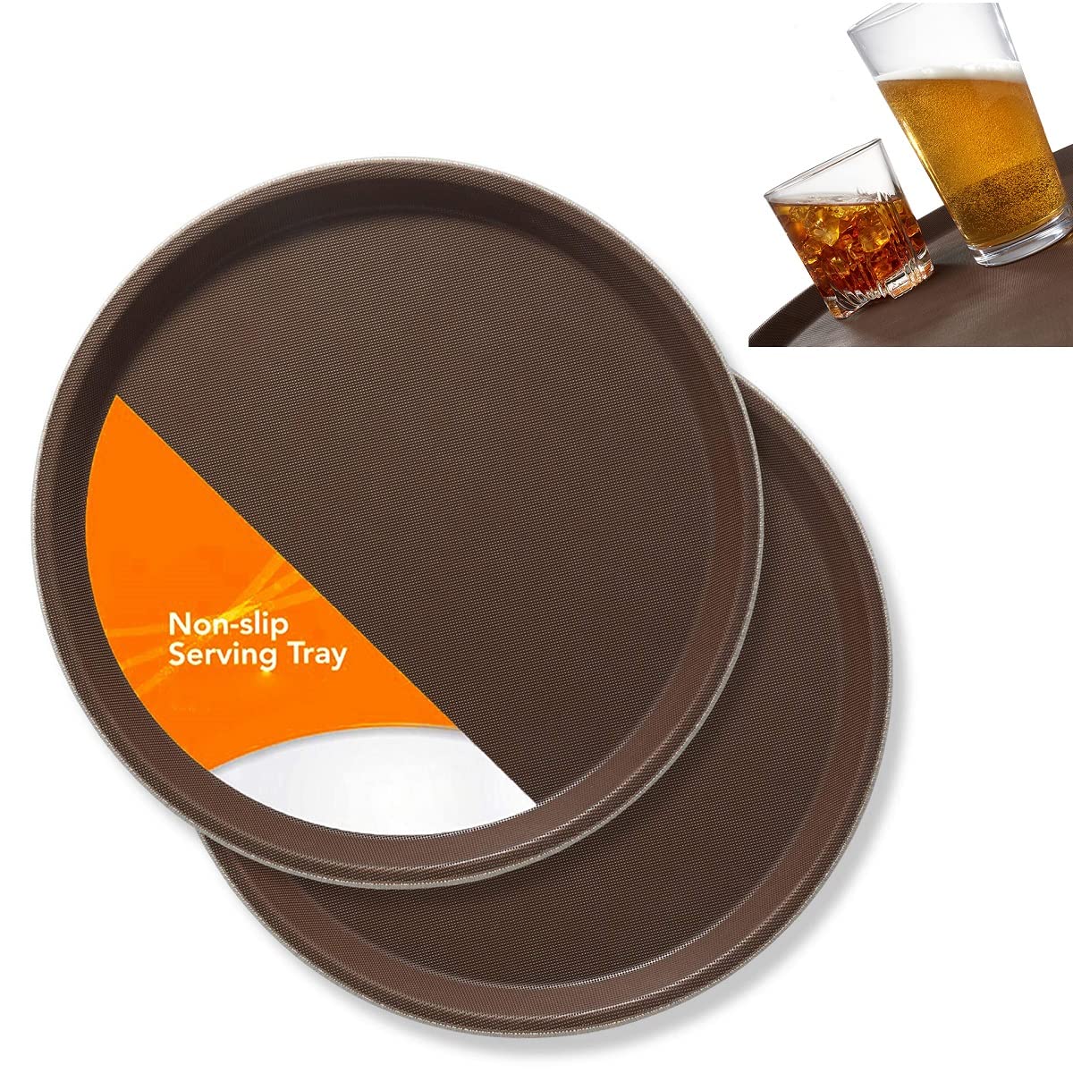 Relaxdays Vassoio Antiscivolo, Set Da 3, Rotondo 28 Cm, Da Portata - Foto 2