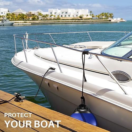 Miniatura 5 de OBAKL Par de bolas de vinilo para boya de barco, 11.4 x 13.8 pulgadas, bola redonda para guardabarros de barco para boya de amarre, boya flotante de