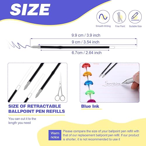 Miniatura 2 de Zonon 30 piezas de repuesto de bolígrafo de tinta de repuesto de 3.9 pulgadas, repuesto a granel para bolígrafos retráctiles, suministros escolares