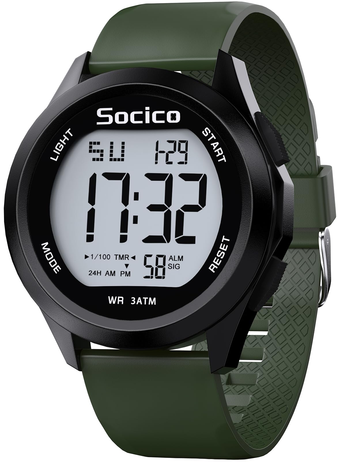 SOCICO Herren Digitaluhr Sport Wasserdicht Outdoor Großes Gesicht Militär Uhren mit Stoppuhr Hintergrund Beleuchtung Alarm Datum Anzeige