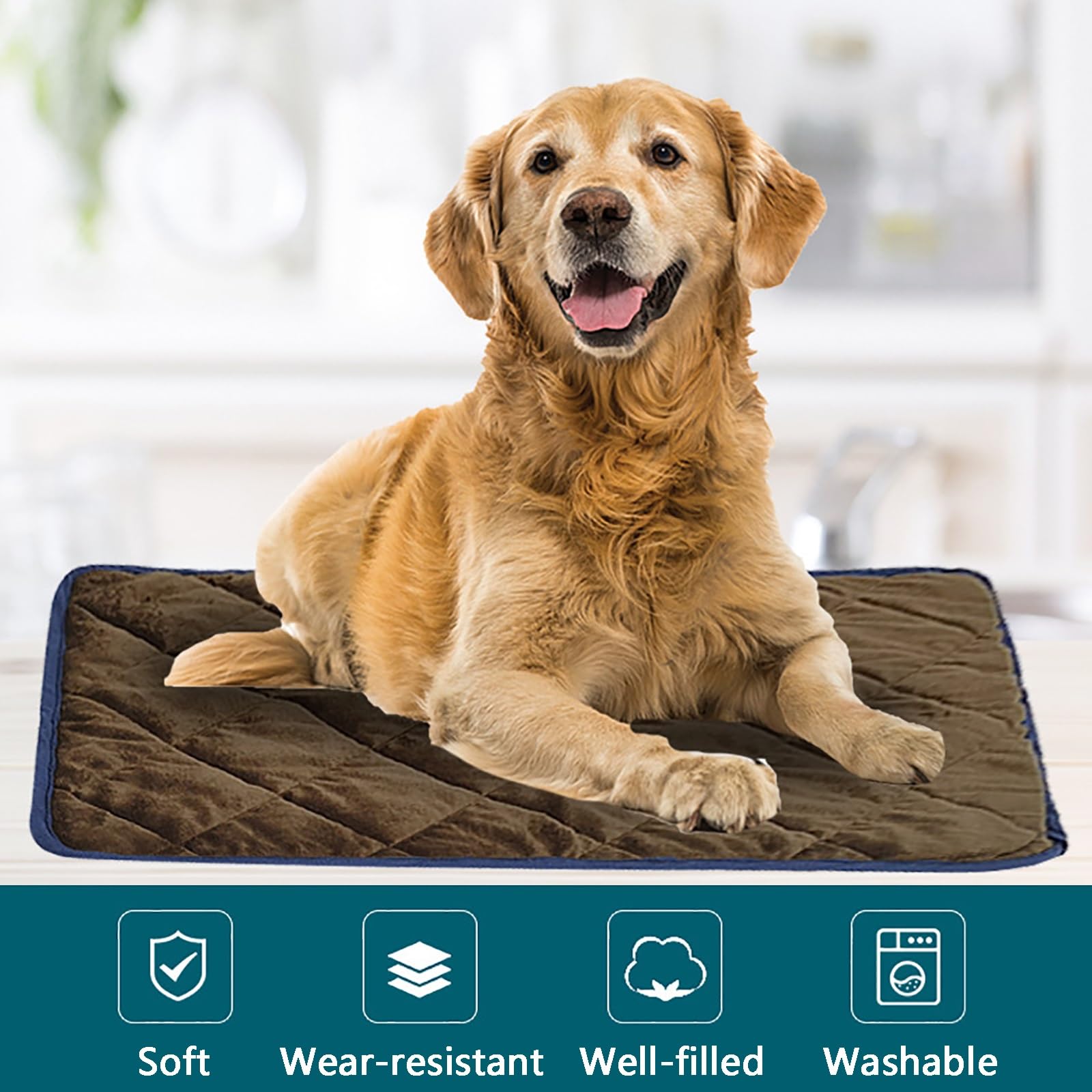 Selbstheizende Katzendecke, Selbstheizende Hundedecke, Leicht zu Reinigen, rutschfest und Strapazierfähig, Weich und Bequem, für Den Innen- und Außenbereich Geeignet(Brown,X-Large)