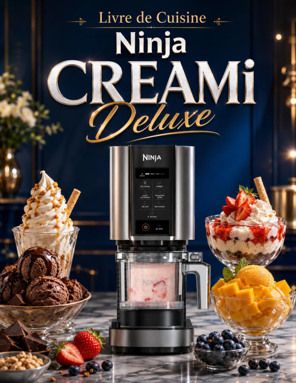 Livre de Cuisine Ninja CREAMi Deluxe: 400+ Recettes Faciles et Créatives pour Ninja Creami : Glaces, Sorbets, Yaourts Glacés & Plus – Avec Infos Nutritionnelles