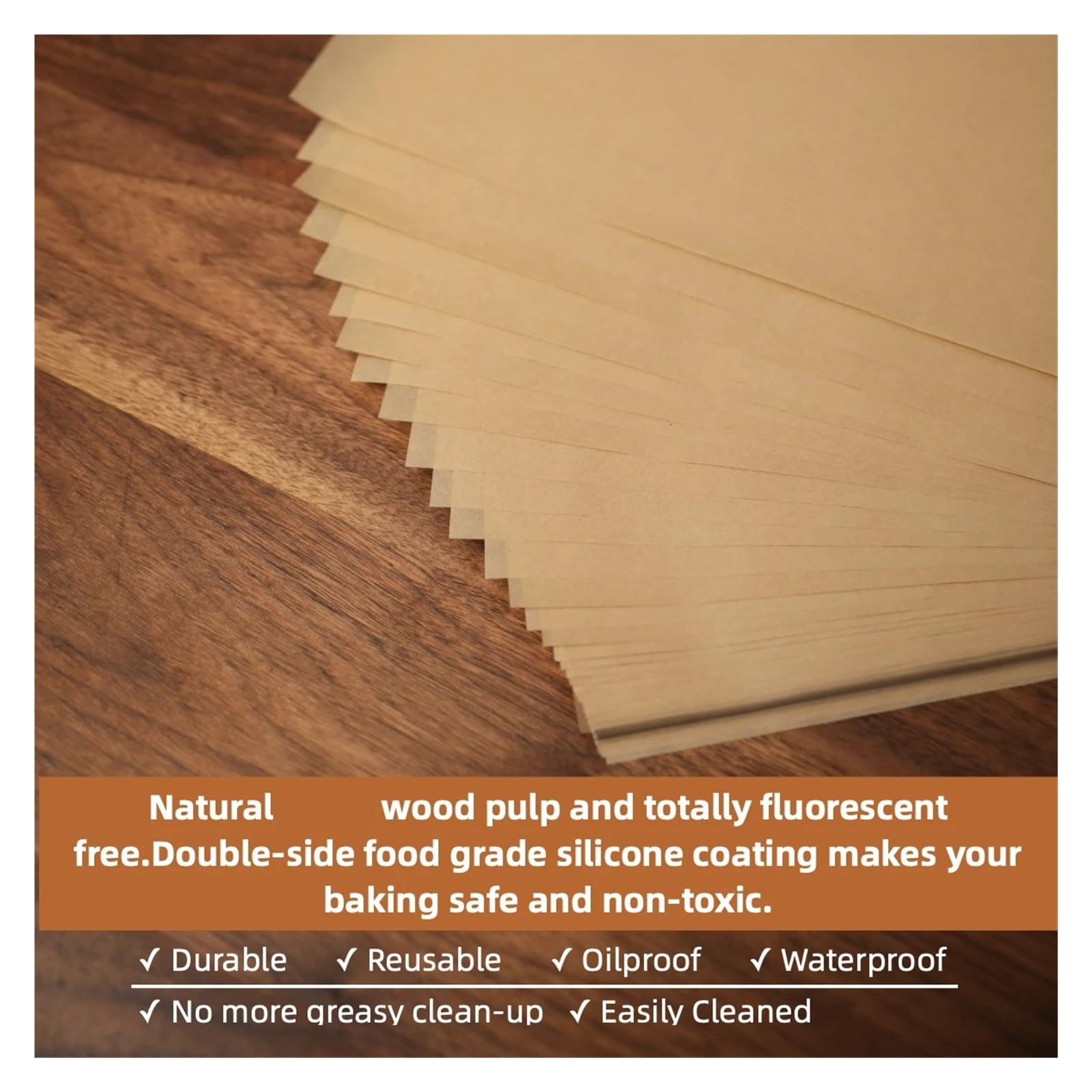 Papel pergamino precortado, compatible con Danjurein, 400 bandejas for hornear sin blanquear de 20x20cm(Brown 20x20cm 400pcs)