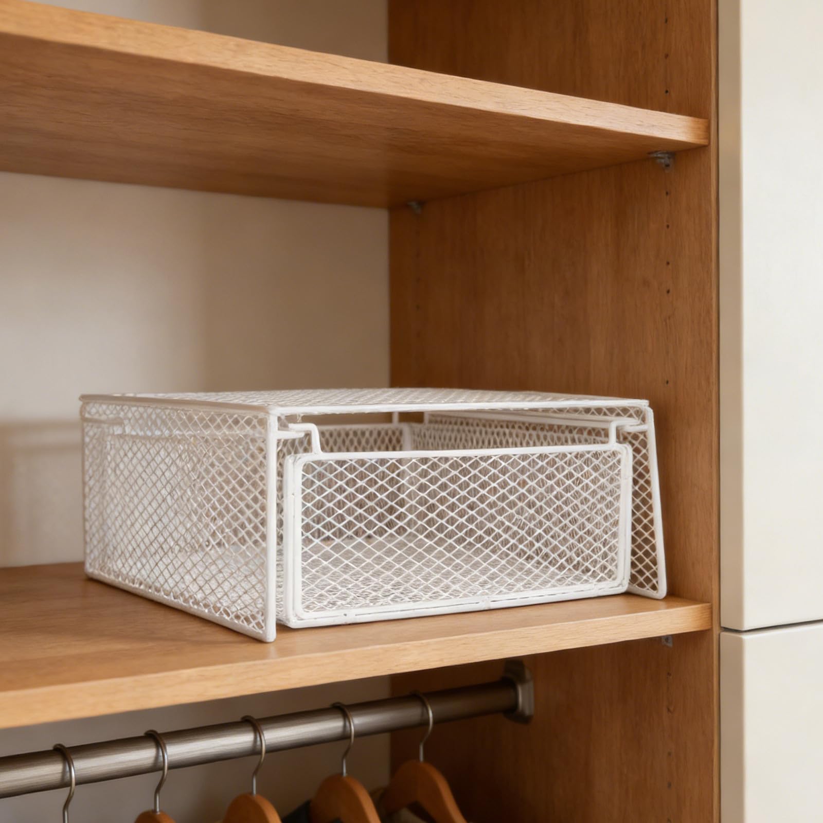NUOBESTY Organizador para Almacenamiento Armario para Estantes Blanco de Hierro de Diseño Apilable Cajones y Baño y Closet