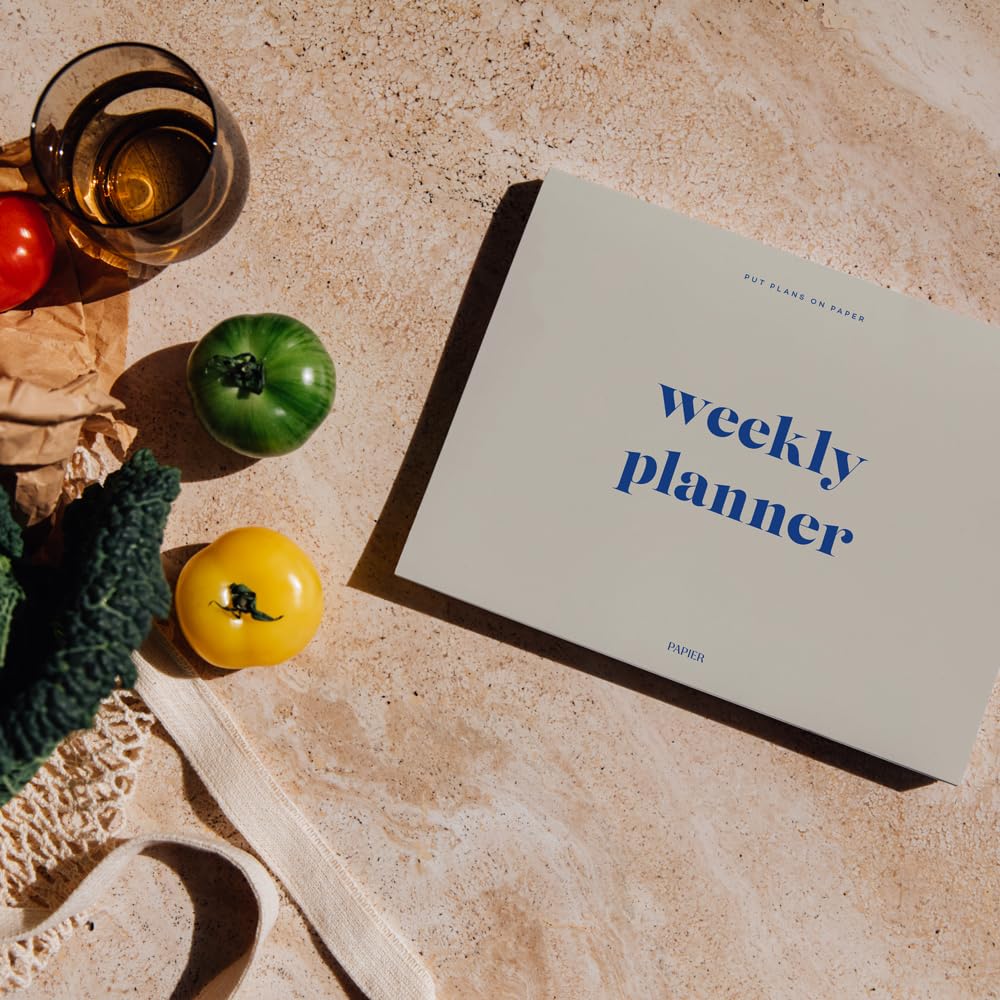 Papier Joy - Planificador semanal de escritorio, rosa, 1 página por semana, sección de plan semanal y notas de la próxima semana, diseño de arranque, artículos esenciales de oficina, 52 hojas, sin