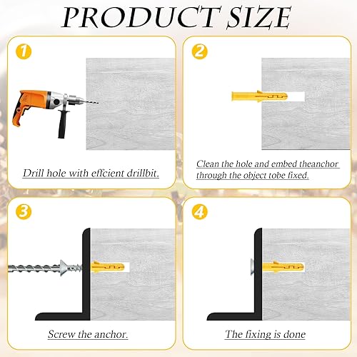 Miniatura 3 de 200 anclajes de plástico acanalados para paneles de yeso amarillos, kit de anclajes de pared, surtido para montaje en paneles de yeso, instalación