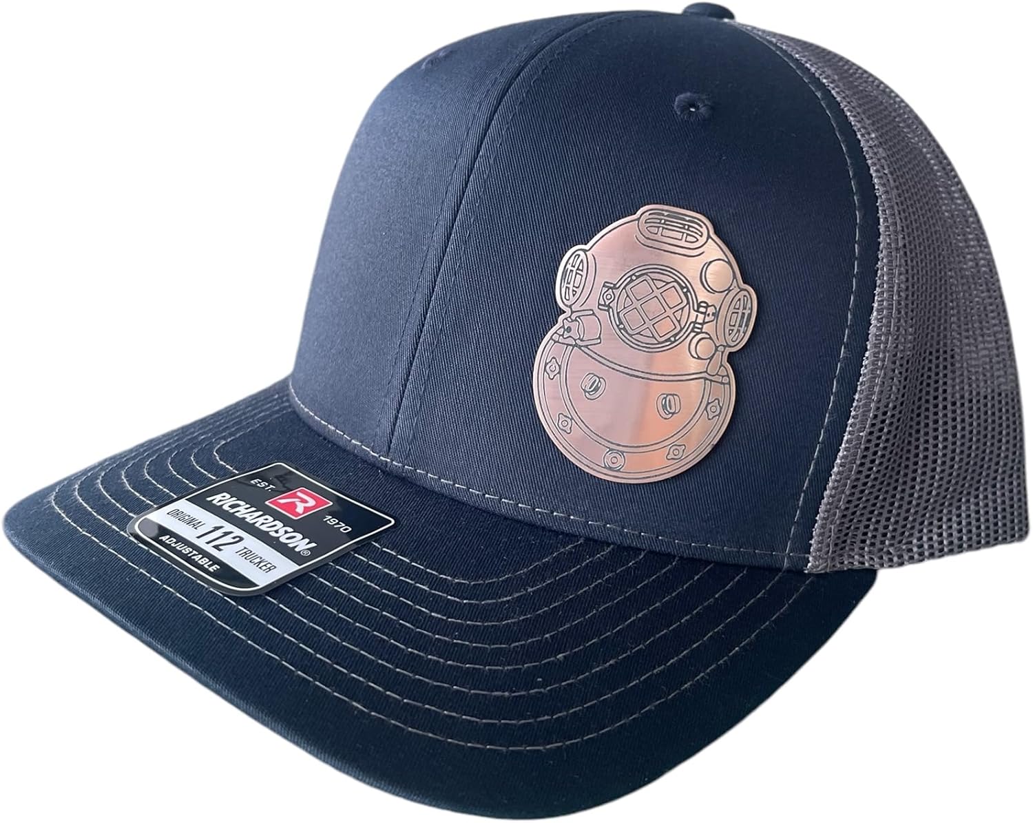 BUBBLEHEAD INK Scuba Diving Hat for Men, Women, Mark V Helmet Patch, US Navy Rescue, Deep Sea Diving Helmet, Copper
